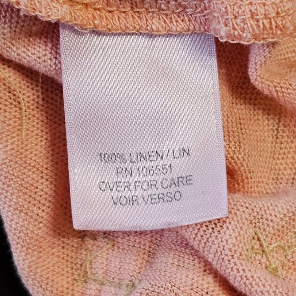 Calypso St. Barth Peach Beaded Short Sleeved Boho Top Linen sz M - Picture 10 of 11
